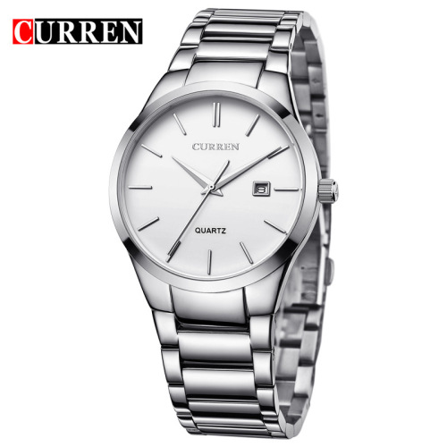 CURREN 8106 Men's Watch Steel Strap Quartz Men's Watch Calendar Sports and Leisure Waterproof Men's Watch