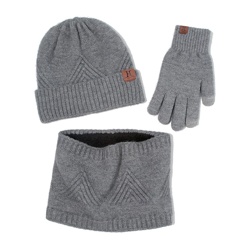 Утепляющий knitted шарф для любимого, шапка, перчатки, набор из 3 предметов, европейский стиль, оптовая продажа