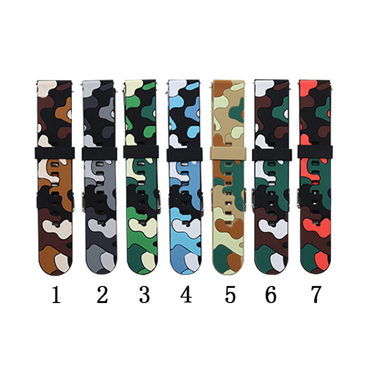 Suitable for Samsung galaxy watch active2 silicone strap 20/22mm epoxy camouflage silicone strap Suitable for Samsung galaxy watch active2 silicone strap 20/22mm epoxy camouflage silicone strap