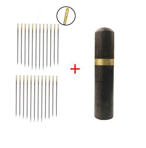 Aguja de coser a mano tubo de almacenamiento de sándalo entrada lateral ciego con aguja de cola dorada herramienta doméstica tubo de almacenamiento de costura caja de costura al por mayor