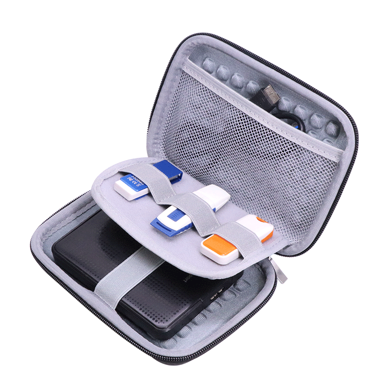 En stock caja de almacenamiento de disco duro de 2,5 pulgadas Eva bolsa de disco duro móvil Eva bolsa de almacenamiento de energía de cáscara dura caja de cremallera cuadrada