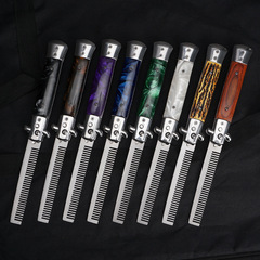 Comb stainless steel spring folding big back oil head Yangjiang factory business gift comb hairdressing supplies