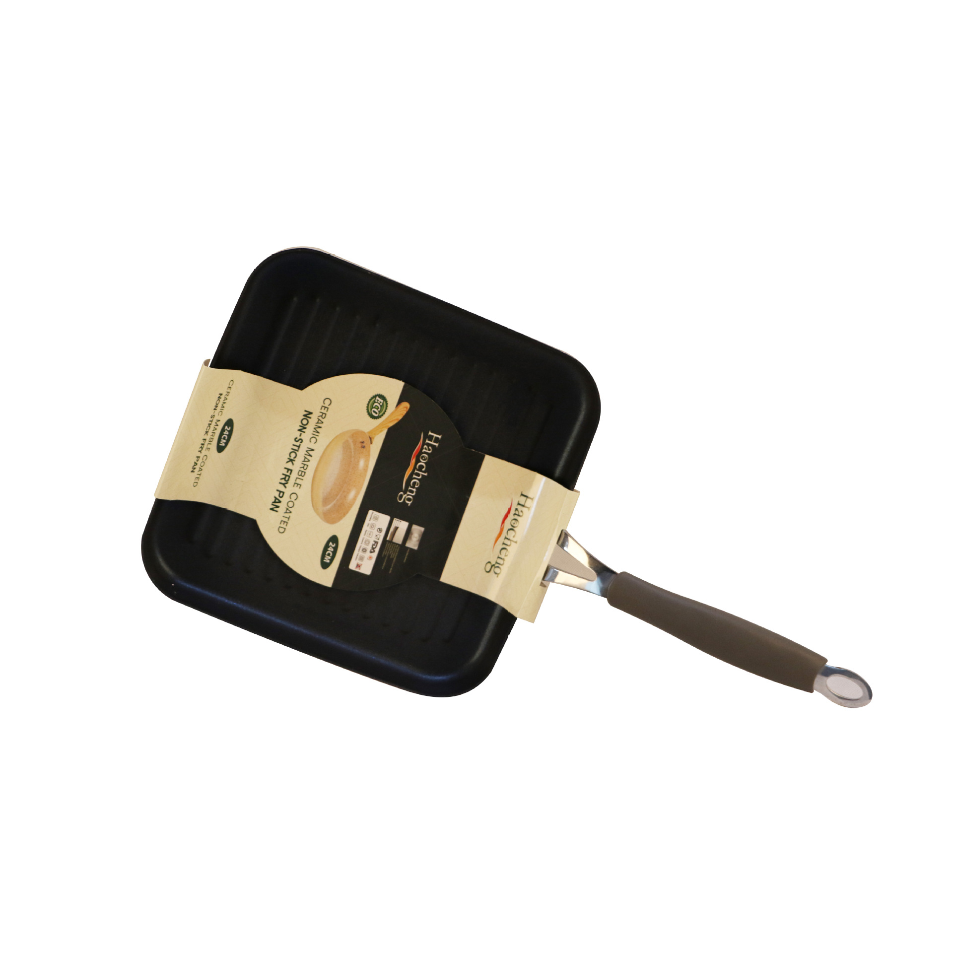 Yipinhong familia maifan piedra filete especial sartén desayuno pan de huevo plana a rayas pan antiadherente sartén comercio exterior