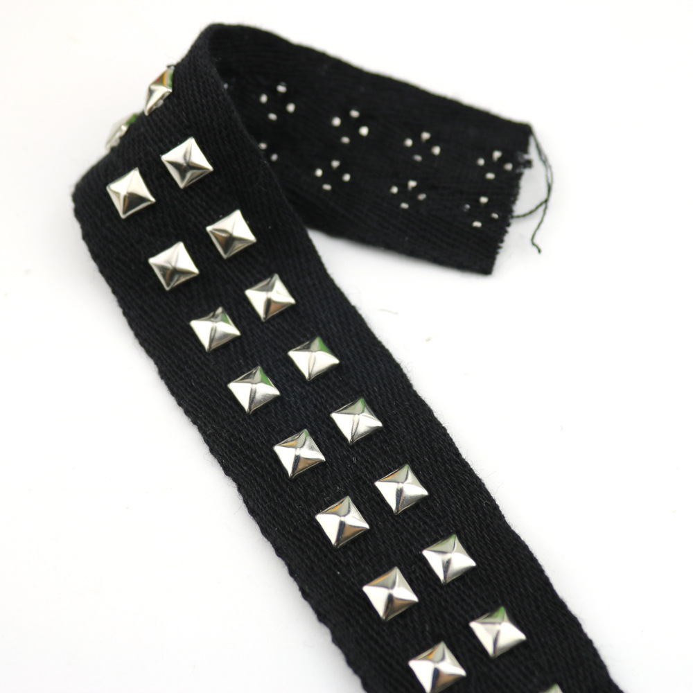 现货批发棉带打钉方形片织带箱包服装辅料棉带打钉装饰带