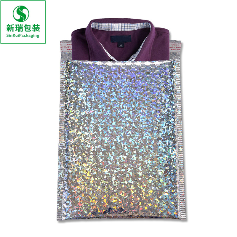 Bolsa de burbuja de láser de color 15*13 aluminizado película joyería engrosada ropa bolsa de burbuja espuma para mascotas bolsa de embalaje Express