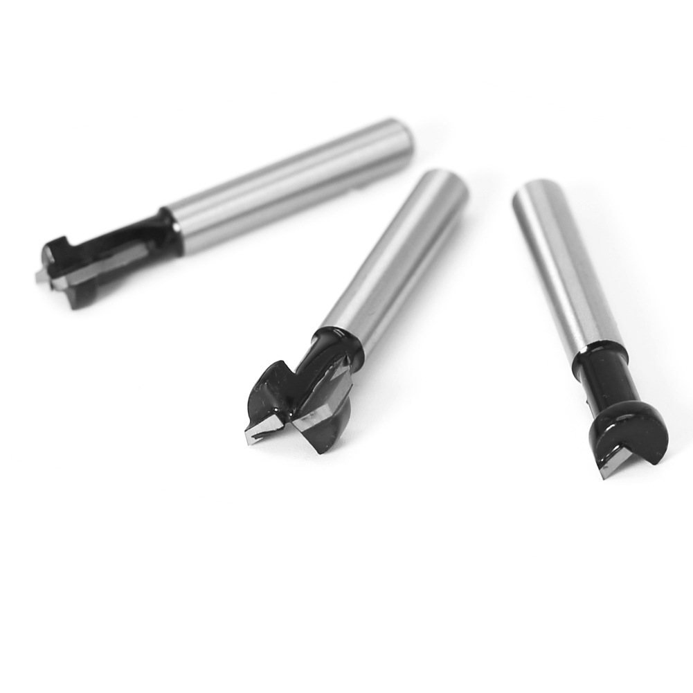 Carpintería fresa 1/4 mango de la cerradura cuchillo de madera marco de fotos de pared en forma de T cuchillo de ojo de cerradura conjunto de tres piezas 5/16 3/8 1/2