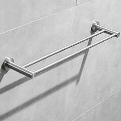 304 stainless steel double-layer pull rod bath towel rack bathroom bathroom hardware towel bar
