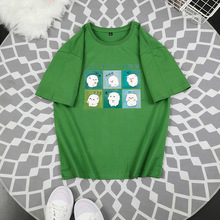 显瘦印花纯棉t恤遮肉韩版宽松百搭潮流女装短袖厂家直销一件代发