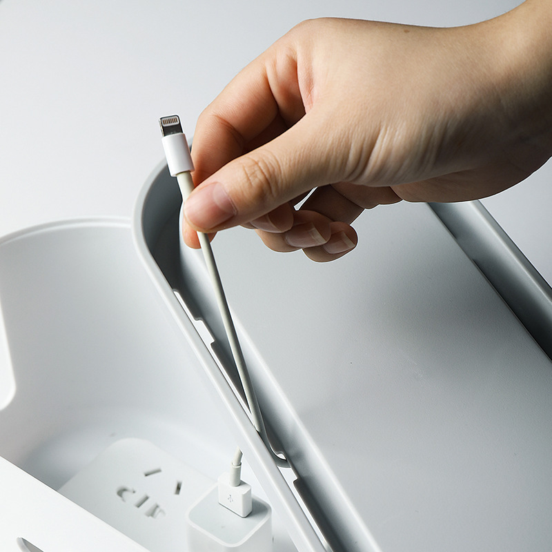 Caja de almacenamiento de cables personalizada tablero de cable de alimentación de escritorio cargador hub box socket enchufe caja de almacenamiento y acabado