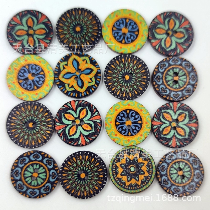 En stock promoción principal nuevo patrón retro bohemio botón redondo patrón antiguo europeo impresión oblea