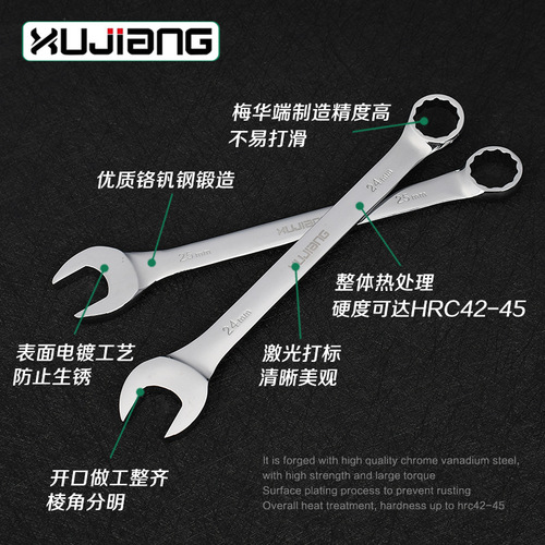 Wholesale mirror plum blossom dual-purpose wrench double-ended wrench open-ended plum blossom manual wrench set dual-purpose wrench