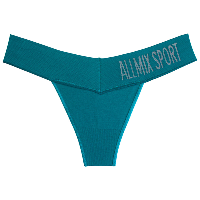 European and American Style Underwear Sexy Seamless Sports Fitness Letter Deep V Wide Waist Low Waist Seamless Briefs Thong