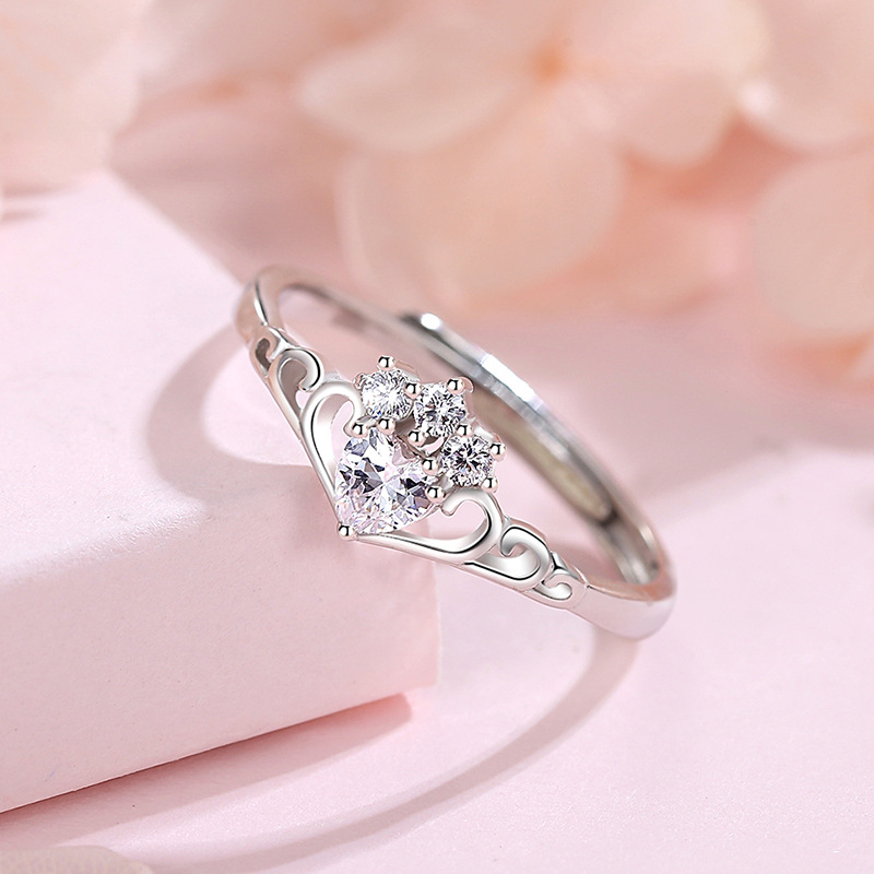 Plata esterlina s925 moda mujer anillo corona japonés y coreano Internet celebridad mismo estilo anillo nicho diseño simple artístico