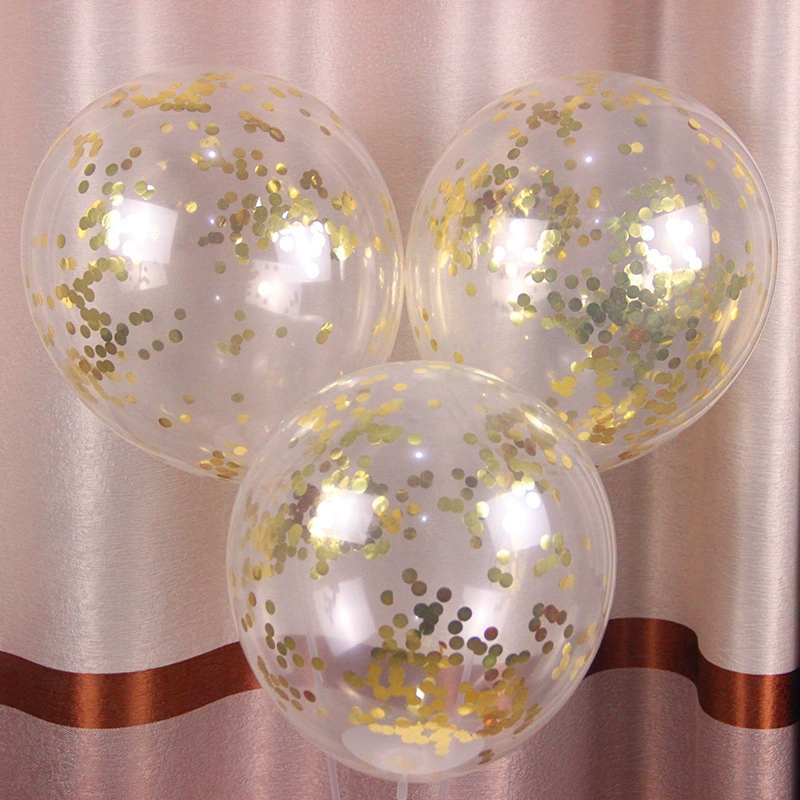 Оптовая продажа: прозрачные латексные шары-конфетти с блестками для трансграничных праздников, дней рождения, свадебных торжеств, 12inch шт.