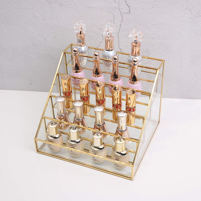 Transparent Glass Nail Polish Display Stand Non-Acrylic Nail Art Shop Nail Polish Gel Storage Rack Cosmetic Lipstick Shelf