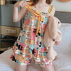 T-shirt, cartoon pijama, fresh set with bow for leisure, lifting effect, wholesale