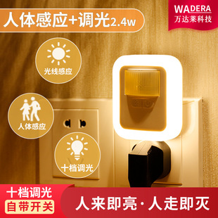 Plug-in human body infrared induction bathroom section intelligent brightness adjustment delay nursing small night light 110-220V