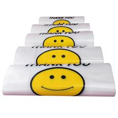 Transparent smiley face plastic bag supermarket portable shopping disposable vest bag takeaway packaged food convenience bag