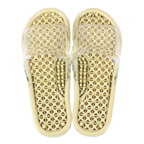 Bathroom Slippers with Massage Crystal, Hollowed-out Design, Anti-slip Men's Shower Leaking Plastic Home Use Indoor Cooling Slippers for Women Summer
