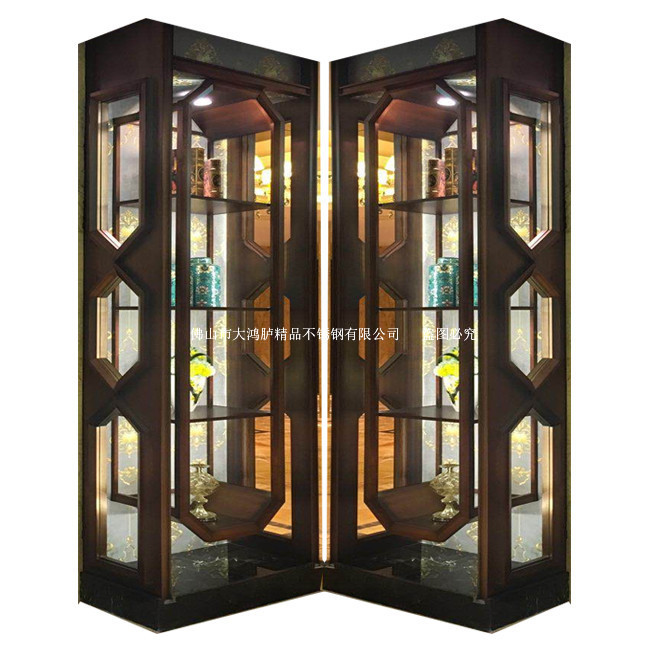 定制焊接加工配光源青古铜砂面豪华不锈钢红酒洋酒展示酒柜