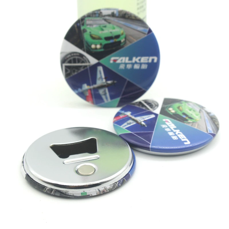 Поставка круглых открывалок для бутылок диаметром 58 мм, магнитов на холодильник, открывалок для бутылок из жести, магнитных открывалок для крышек с индивидуальной печатью.