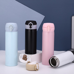 Creative Fashion Bouncing Lid Insulated Cup Vacuum Takeaway Gift Cup Double Layer 304 Stainless Steel Cup with Locking Strap