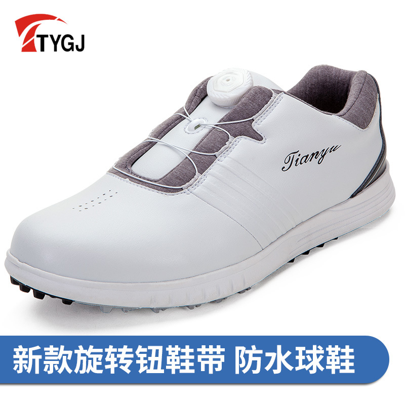 TTYGJ 골프화 골프 남성용 스터드리스 로터리 버튼 신발끈 강한 클램핑 스포츠 캐주얼 남성 신발