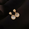 Silver needle, earrings, advanced accessory, silver 925 sample, cat's eye, flowered, high-quality style, wholesale