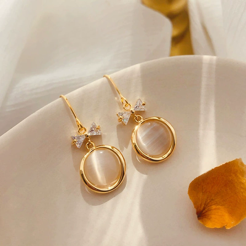 Серьги (Баою) серебряная игла с кошачьим глазом, цветочные дизайны, несколько стилей, высокое качество