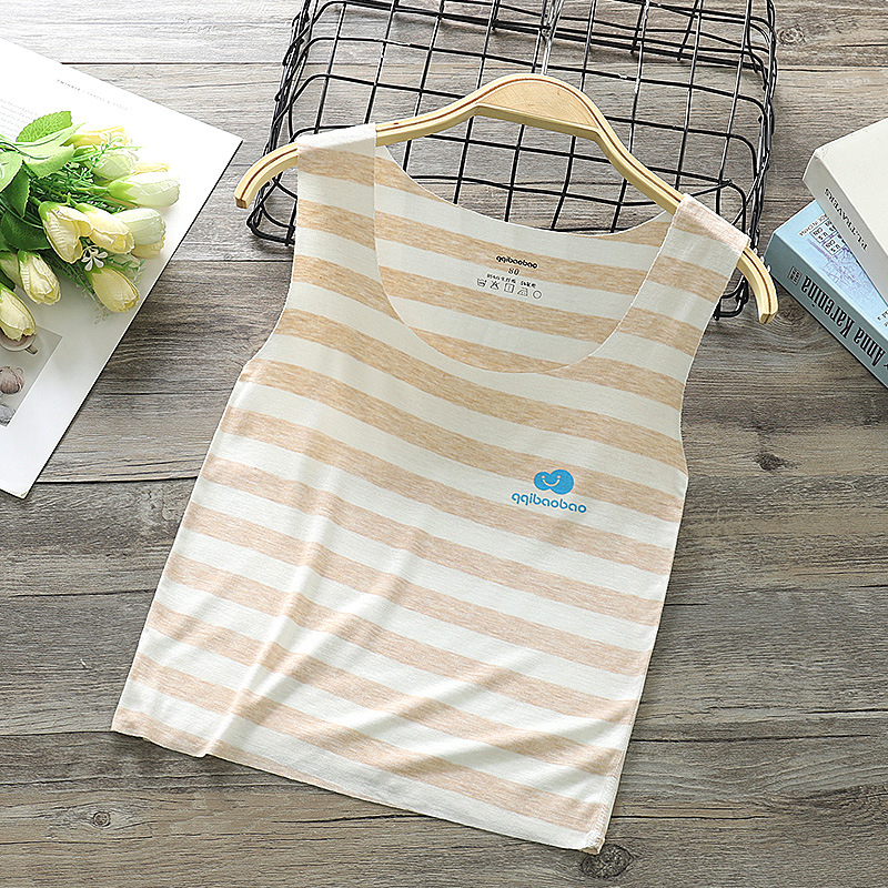 Chaleco de verano sin costuras para niños, ropa interior para niños, camiseta interior para bebés, ropa de verano a rayas para niños.