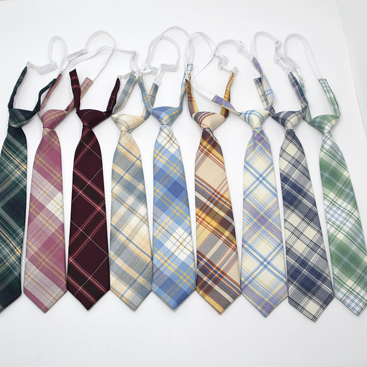 Corbata Plegada para Uniforme JK de Poliéster Estampado de Cuadros para Uniforme Escolar image 3