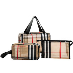 Selected Grid Storage Bag PVC Waterproof Makeup Bag Travel Storage Bag PVC Handbag Waterproof Tote Bag Wholesale