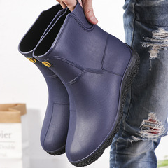 Fashionable Men's Non-slip Rain Boots, Trendy Low-cut Kitchen Fishing Work Car Washing Rubber Shoes, High-top Rain Boots