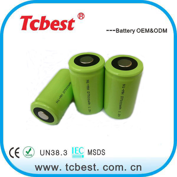 厂家供应 Tcbest 镍氢电池 容量7000毫安时 D型 卫浴设备专用电池