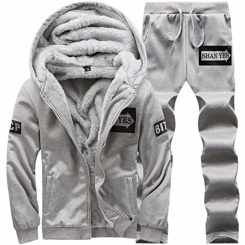 Conjunto de forro polar grueso para hombre, ropa cálida de otoño e invierno, pantalones, ropa deportiva informal, conjunto de ropa exterior con forro polar. image 9