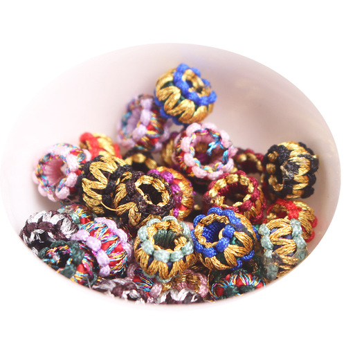 8mm handmade flat knot coil gold and silver knotted rope red rope bracelet accessories pineapple knot DIY lanyard material spacer