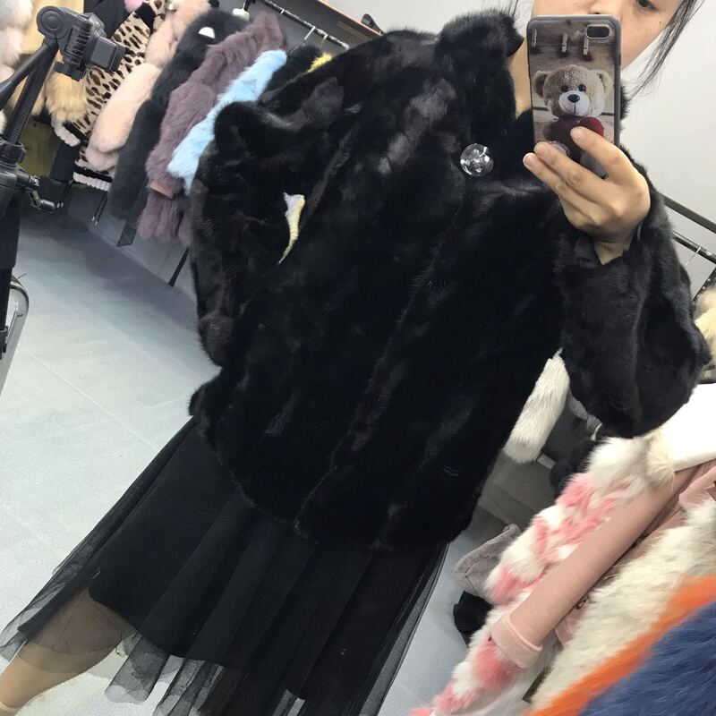 2026 New Style Mink Fur Coat for Women, Short Style, Large Size, Long Sleeves, Stand Collar, Fashionable and Versatile, Special Price