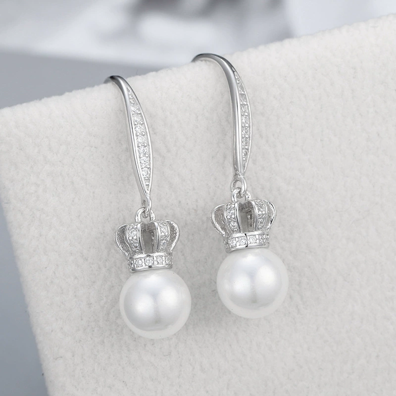Серьги из жемчуга, циркония, фурнитура, импортная, серебро 925 пробы, микроинкрустация