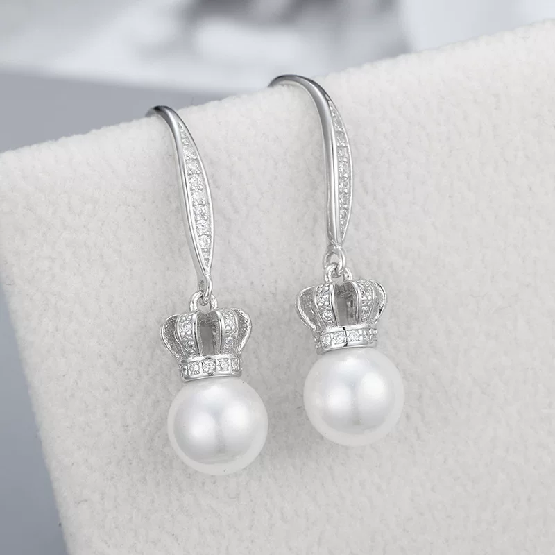 Серьги из жемчуга, циркония, фурнитура, импортная, серебро 925 пробы, микроинкрустация