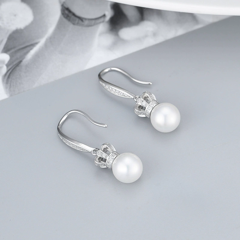 Серьги из жемчуга, циркония, фурнитура, импортная, серебро 925 пробы, микроинкрустация