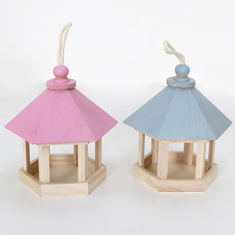 Wooden bird nest tung wood bird feeder pastoral bird house parrot cage DIY children wooden bird nest toy color Wooden bird nest tung wood bird feeder pastoral bird house parrot cage DIY children wooden bird nest toy color