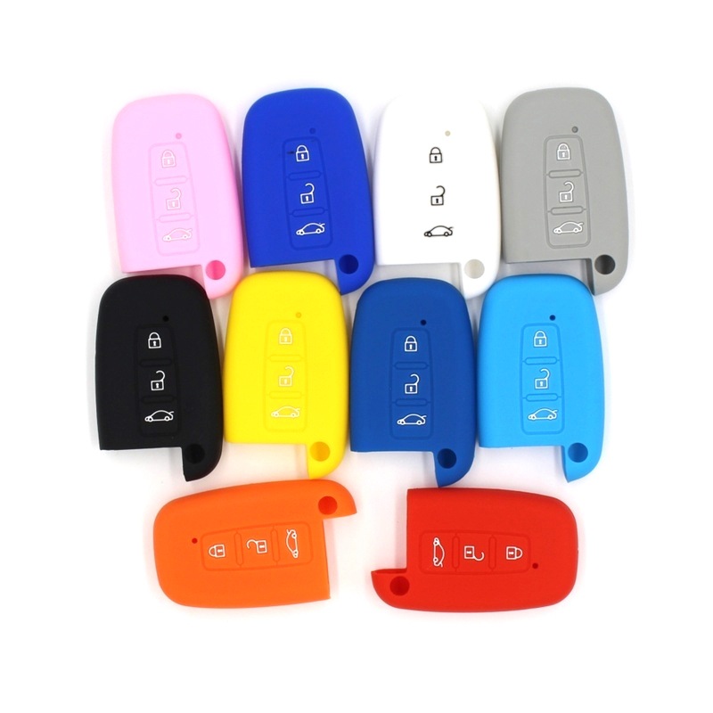 크로스 보더 소스 자동차 실리콘 커버는 현대 기아 원 버튼 시작 3 버튼 실리콘 자동차 키 커버에 적합합니다.