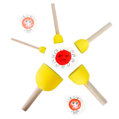Children's creative painting mushroom head wooden handle sponge brush DIY early childhood education art supplies single sponge brush