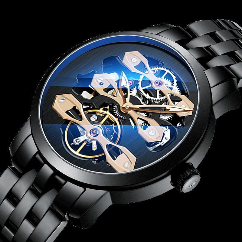 2023 new Ailang mechanical watch automatic men's watch double-sided water ghost hollow steel waterproof men's watch wholesale