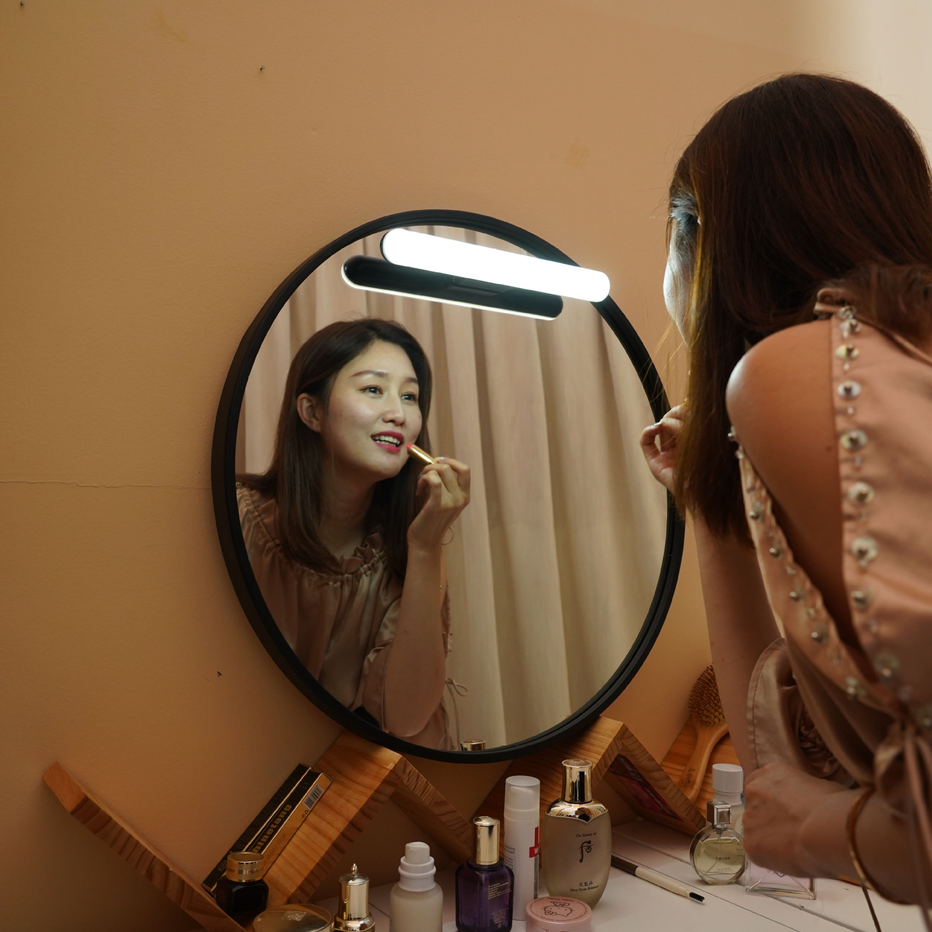 Inalámbrico espejo luz delantera LED maquillaje relleno luz escritorio lámpara recargable piscina baño vestidor gabinete ponche libre