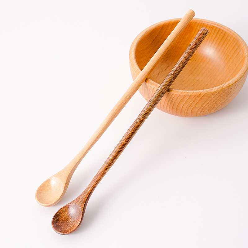 Nanmu Lotus Cuchara de madera pequeña de estilo japonés creativo Cuchara de miel Cuchara de licuadora de leche de café Cuchara de mango largo pequeña para el hogar al por mayor