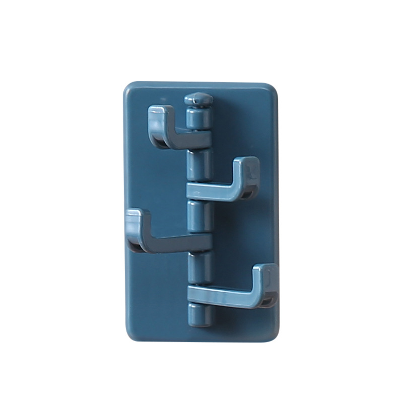 Creativo de cuatro piezas giratorias sin perforaciones, ropa adhesiva de pared sin costuras gancho de pared color de contraste japonés gancho pegajoso Baño Cocina