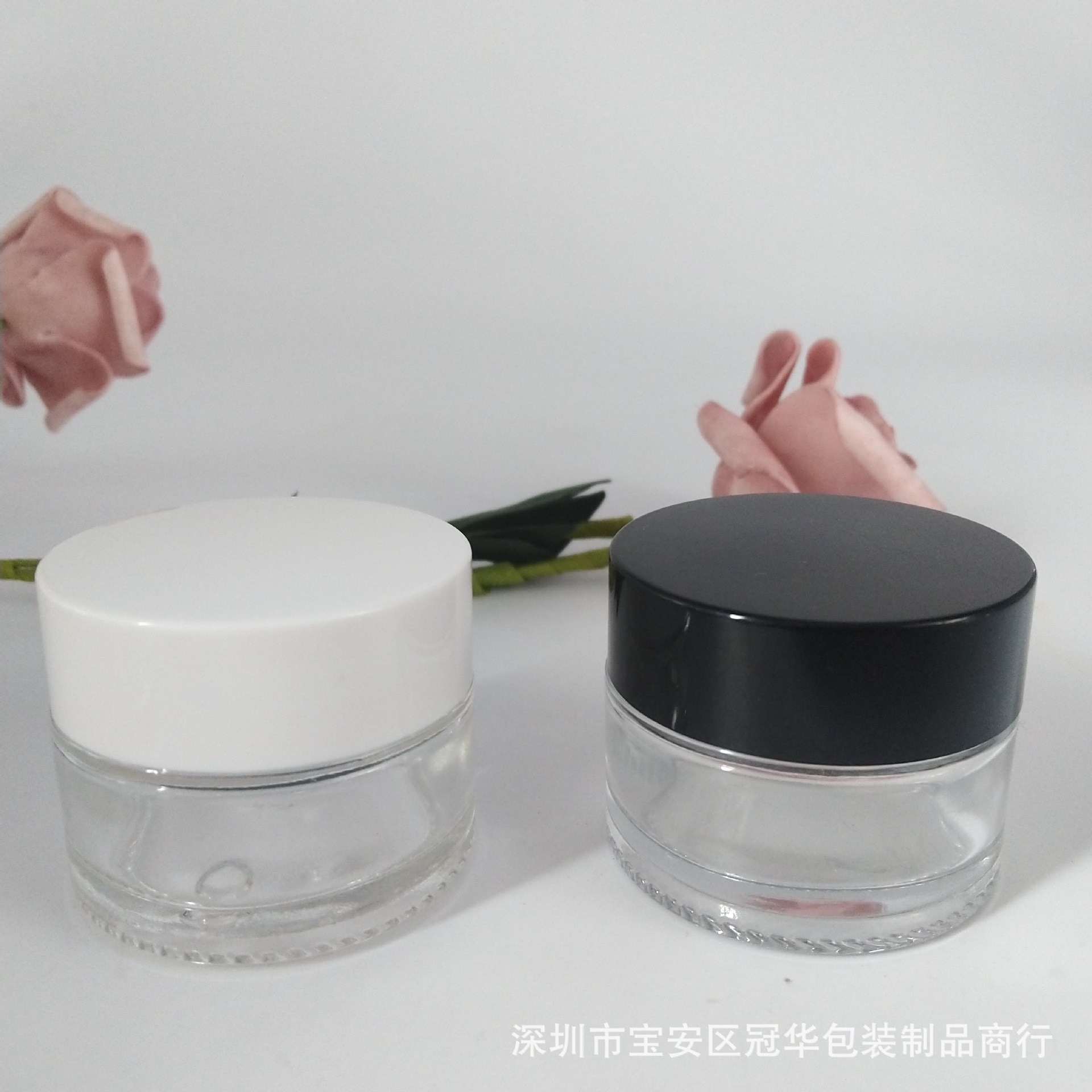 现货供应 30g膏霜瓶亮金盖 玻璃分装瓶 眼霜瓶 30g面霜瓶 黑白盖