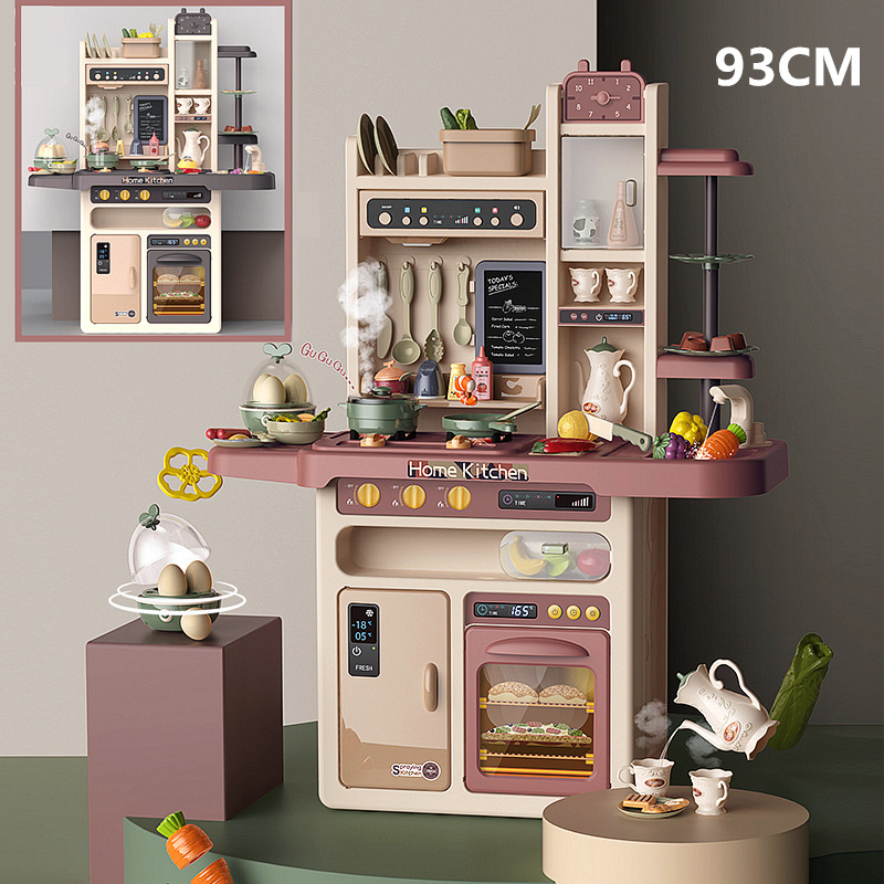 Transfronterizo de los niños 93cm simulación agua vapor spray cocina juego casa vajilla mesa juguetes de cocina traje