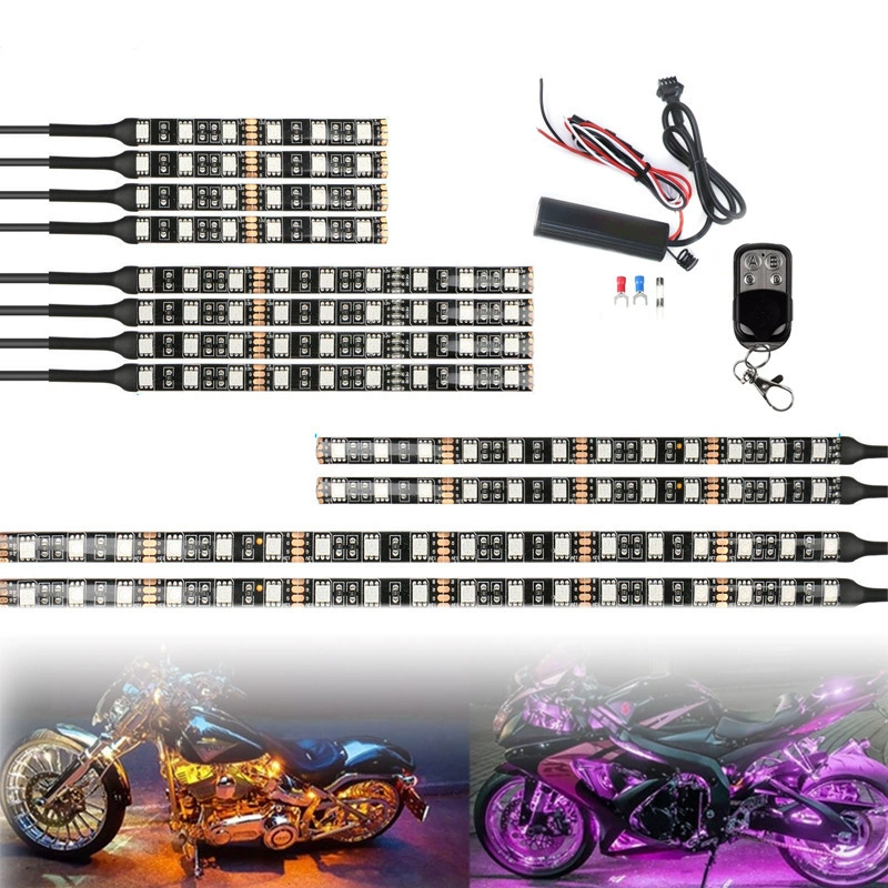 Автомобильное окружающее освещение RGB, декоративное окружающее освещение для мотоцикла, от 1 до 12 атмосферных огней, светодиодное окружающее освещение шасси автомобиля